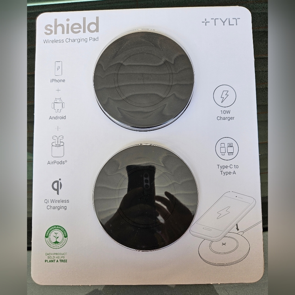 Tylt 2 pack shield qi wireless charging pads